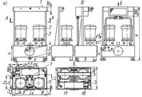 Гидравлические станции типа С - Габаритные и присоединительные размеры насосных установок типоразмеров C160, С400 с вертикальными насосными агрегатами